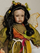 Paradise Galleries Woodland Fairy Porcelain Doll Amber” Beautiful Dark Tone
