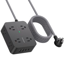 Power Strip Surge Protector 10 Ft Cord, Extension Cord Flat Plug with 8 Outle...