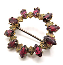 Wunderschöne Designer Granat Brosche 925 Sterling Silber Kranz 50s Luxury gilded