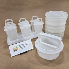 Tupperware Bundle Seet of 6 882 Hamburger Keepers w/ press 481 Popsicle Molds