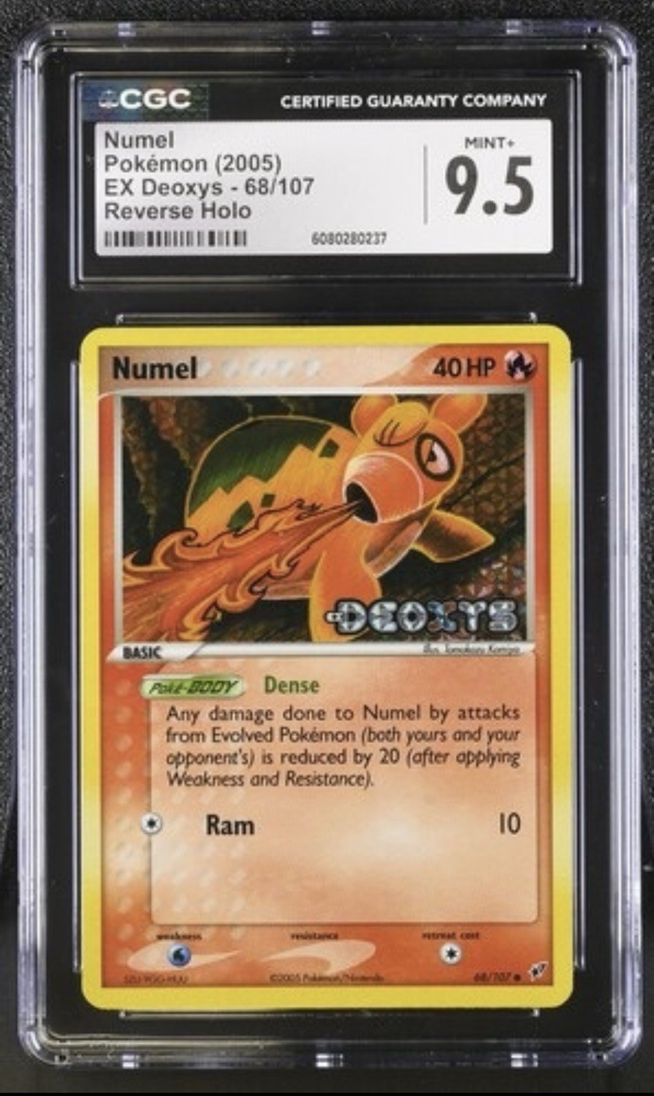 (2005) EX Deoxys Numel 68/107 Reverse Holo Pokemon Card CGC 9.5 MINT+