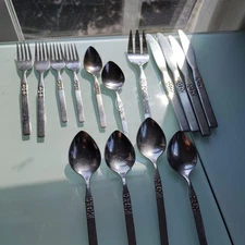 Rogers Oneida Vintage MCM Lot Stainless Flatware Oneida Scroll Pattern Rings 15