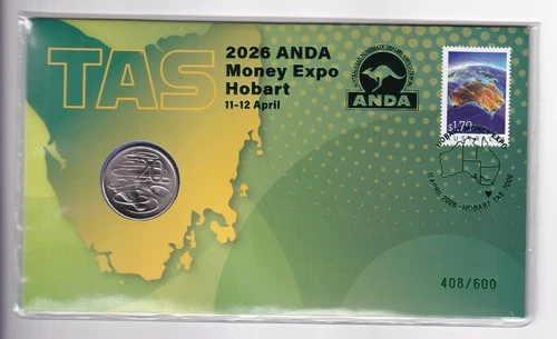 AUSTRALIAN PNC 2026 20 CENT STATE SERIES TAS COIN HOBART ANDA OVERPRINT #M761