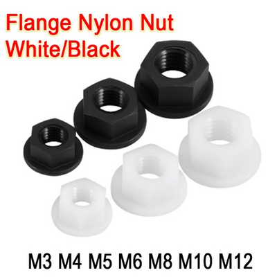 #ad #ad White Black Nylon Plastic Hexagon Hex Nuts With Flange M3 M4 M5 M6 M8 M10 M12 $3.39