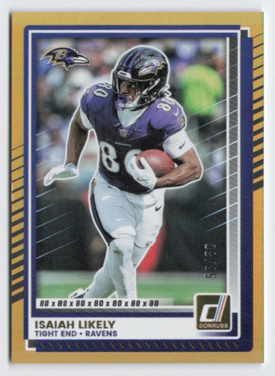 2025 Isaiah Likely Panini Donruss Gold Parallel /80 #133 Ravens