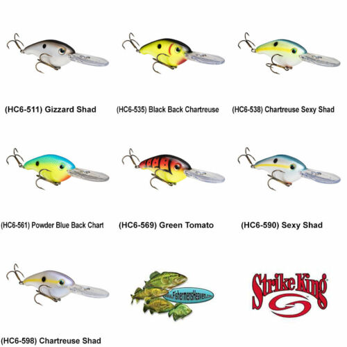 Strike King Crankbait (HC6) Rattling Pick Any 7 Color Pro Model Fishing Lures - 第 1/15 張圖片