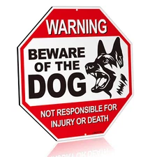 Anley Beware of The Dog Aluminum Warning Sign - Warning Dog Sign 12"x12"