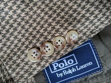 POLO Ralph Lauren 46R Tooth Check Texture Tweed SILK Coat Blazer Jacket ITALY
