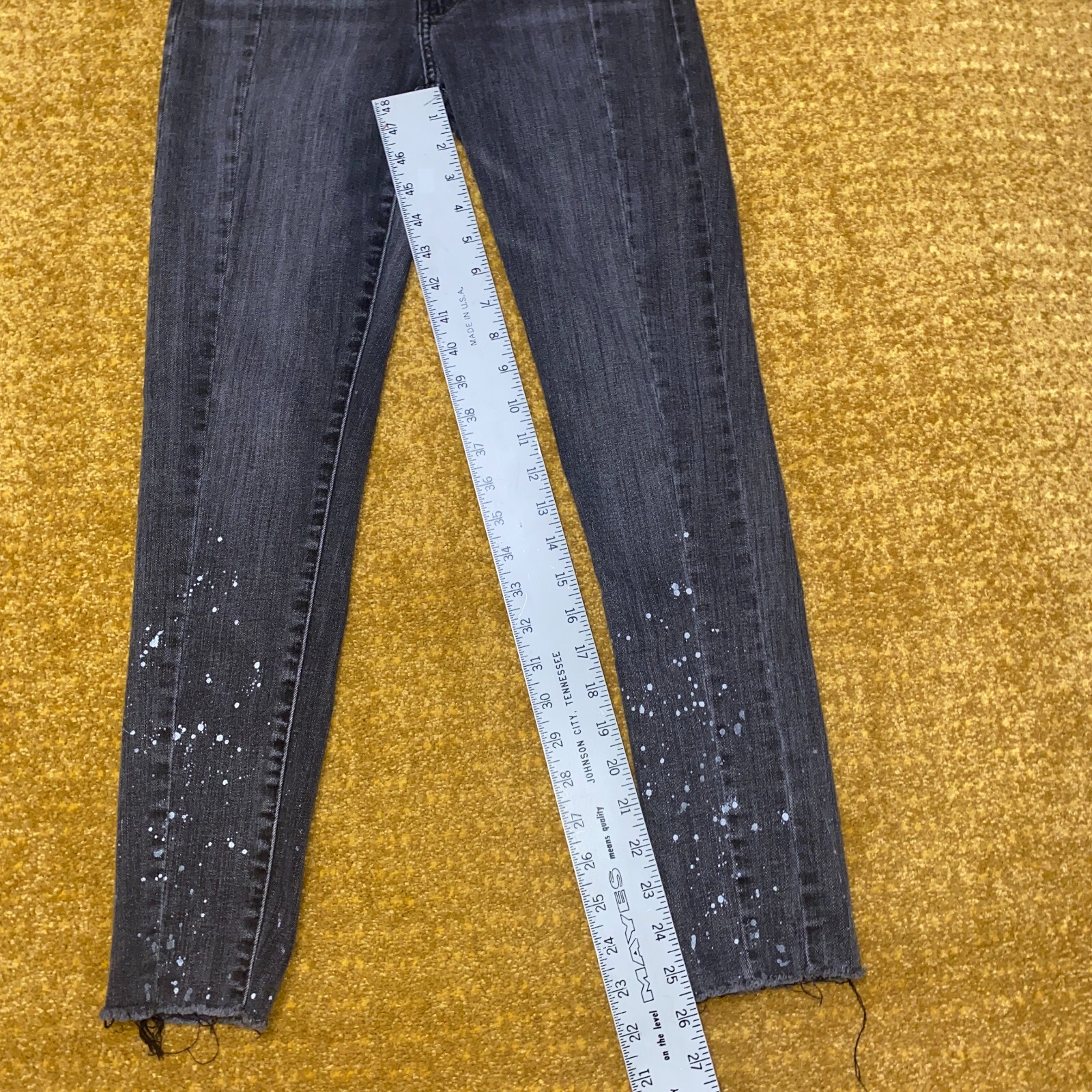 Levi's 711 Skinny Jeans Paint Splatter Raw Hem Seam L… Gem