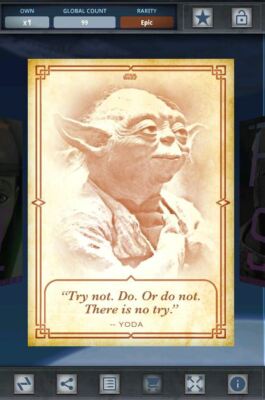 Star Wars Card Trader - Path of the Padawan Jedi Teachings Maroon Yoda Epic 99cc