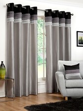 SEATTLE BLACK. Metal Ring Top / Eyelet Fully Lined Curtain Range Cushion Covers