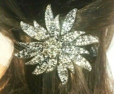 New Black With Silver Floral 4'' x 2 1/2'' Alligator Slide Hair Clip