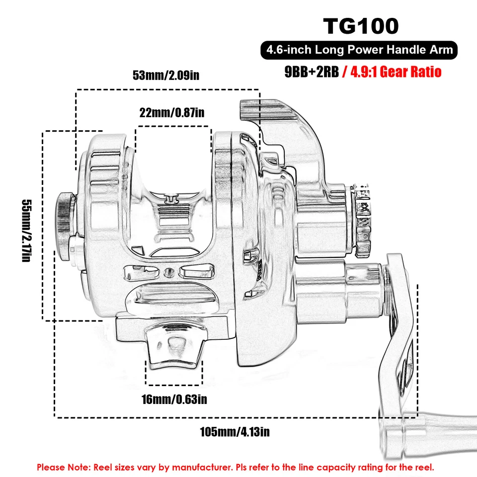 CAMEKOON Trolling Rolle Meeresrolle 11 Kugellager 4,9:1 Schiebebremse Multirolle - Bild 4 von 4
