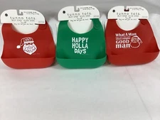 3)Tunno Tots Jolly Santa Baby Christmas  Silicone Bibs..