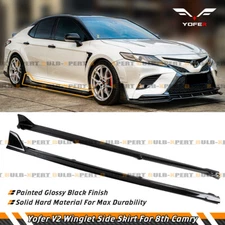 For 2018-2024 Camry Yofer V2 Winglet Gloss Black Side Skirt Extension Splitter