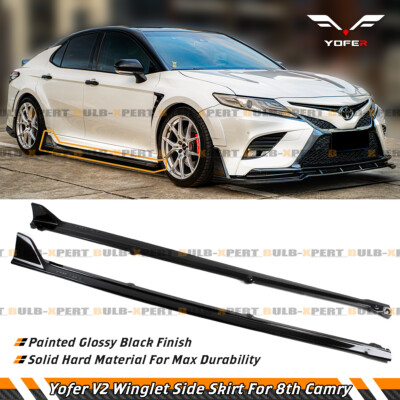 #ad For 2018 2024 Camry Yofer V2 Winglet Gloss Black Side Skirt Extension Splitter $161.99