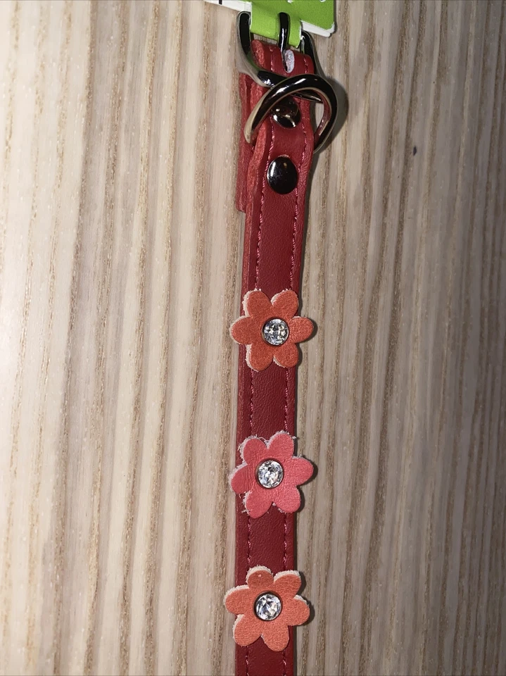 "Collar de perro de cristal de cuero OmniPet Signature 10"" rojo Flower Power de $17,99" Foto 2 de 3