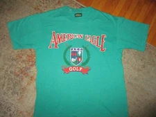 AMERICAN EAGLE GOLF T SHIRT vtg 90's A.E.O. Outfitters Tee Green Men Adult LARGE