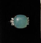 10k Vintage Ring Blue Aqua Chalcedony Stone Zircon 5.43 Grams Scrap Size 7.25