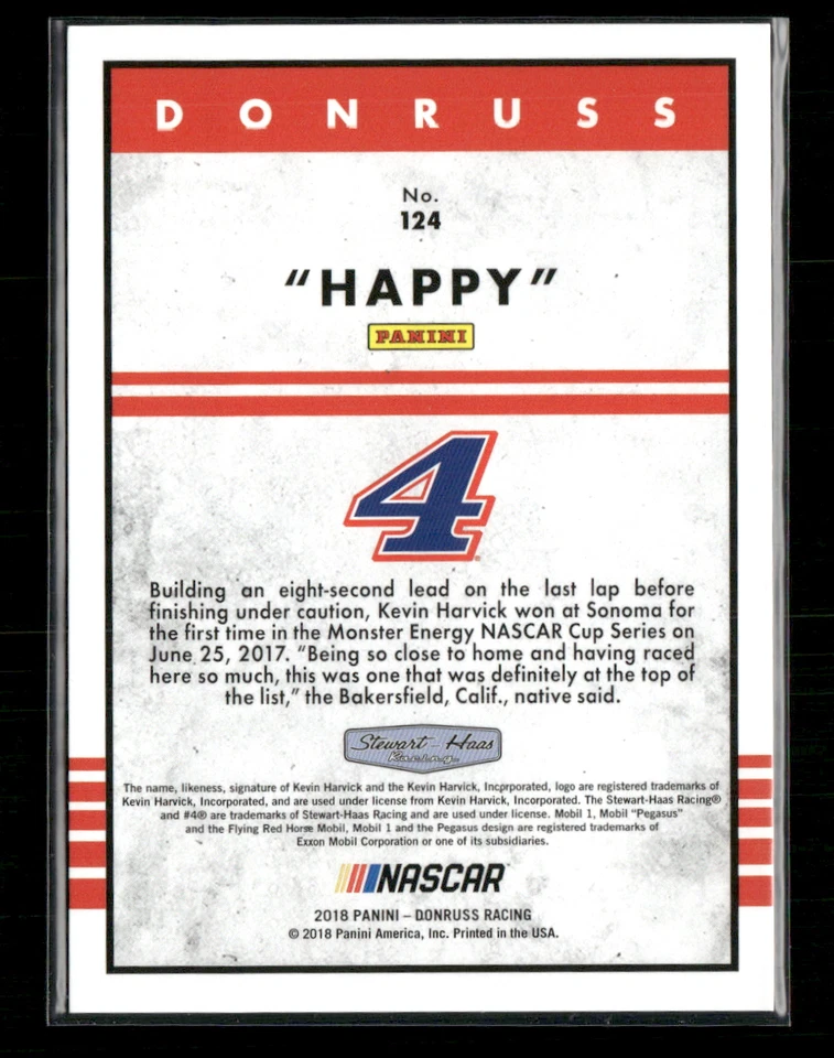 Kevin Harvick 2018 Donruss Press Proof Variation Happy 3/49 #124 - Image 2 of 2