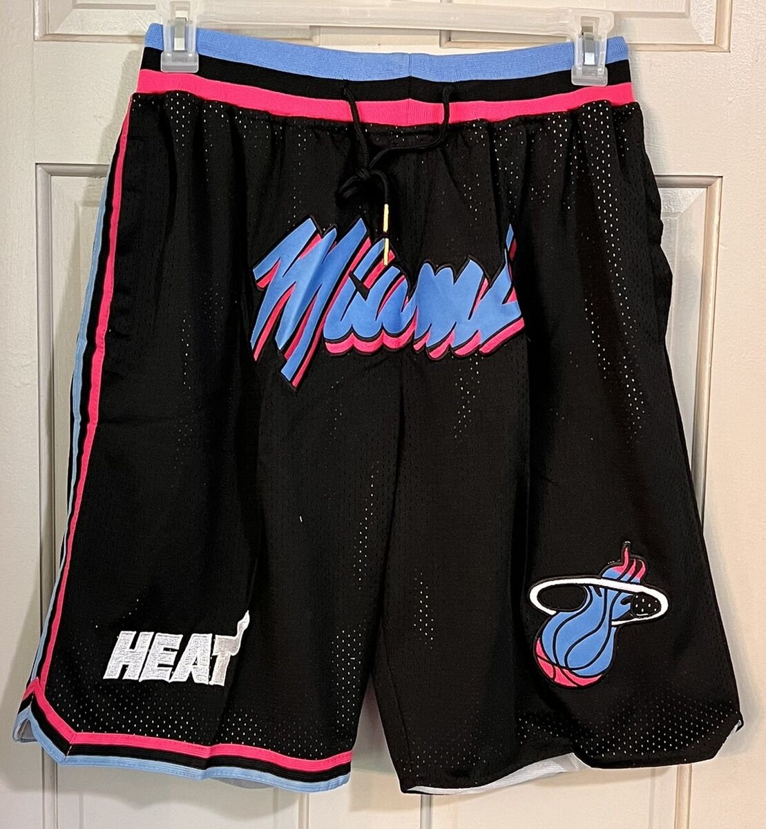 Hot Miami Heat Black/Pink/ Blue Basketball Shorts just don Hot Miami Heat Black/Pink/ Blue Basketball Shorts just don