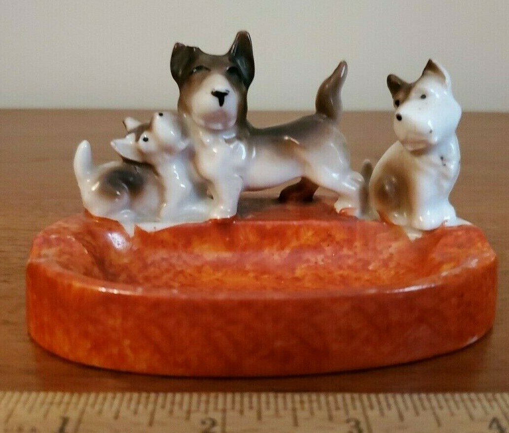 Vintage Terrier Dogs Ashtray Ceramic Made in JAPAN eBay