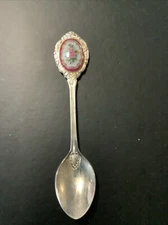 Enameled Rose 5-1/4" spoon - silver plated - made in Korea