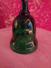 Vintage Emerald Depression Diamond Pattern Small Green Art Glass Bell — photo 5