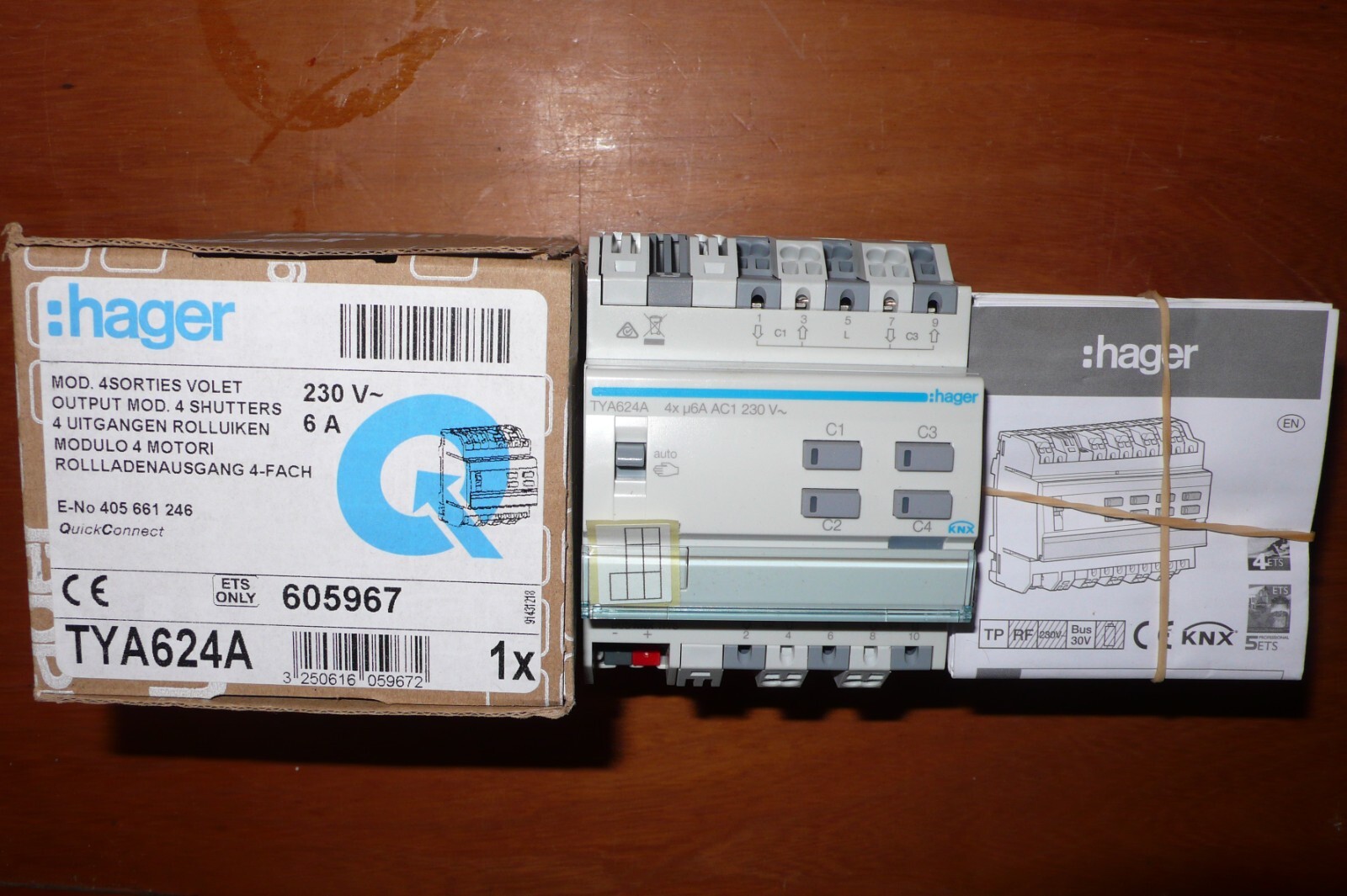 Hager Tebis KNX TYA624A module 4 sorties volets roulants 230V 6A