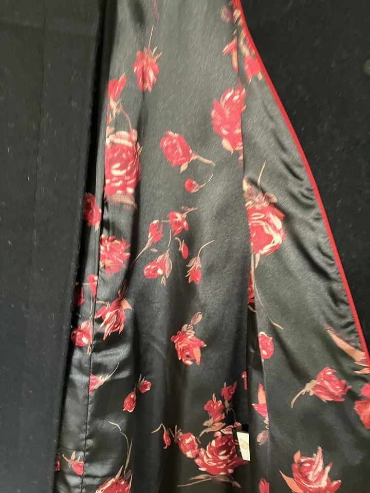 Via Spiga Coat Womens 8 Black Wool Blend Overcoat Ukraine Long Floral Lined - Изображение 3 из 4