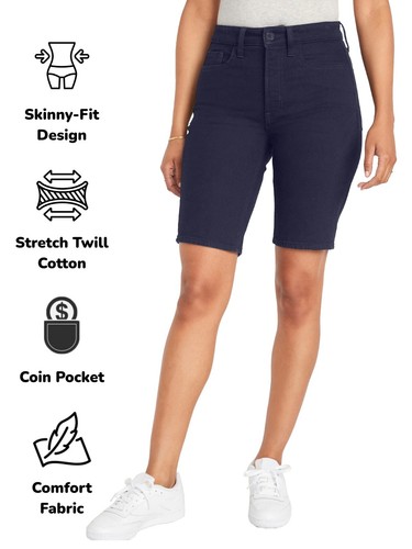 3-Pack Juniors Skinny Super Stretch School Uniform Bermuda Shorts (1/2 - 17/18) - Picture 4 of 11