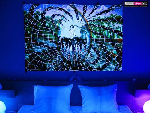 UV BACKDROP Black Light Fluorescent Glow Psychedelic Art Banner Goa Trance Deco - Picture 4 of 8