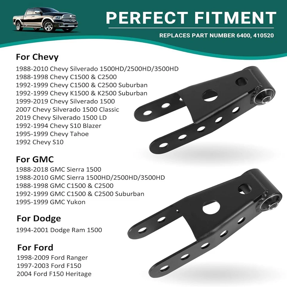 2"-3" Rear Lowering Drop Shackle Kit For 1992-1999 Chevy K1500 & K2500 Suburban — 第 2/4 张图片