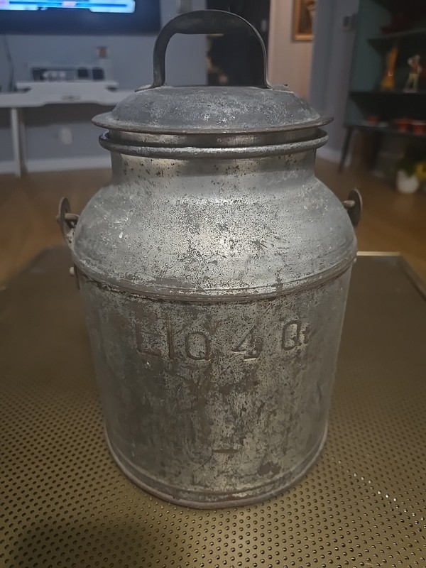 Vintage Milk Can Jug-4 Quart Dairy Pail-Country Farmhouse Decor-Metal -9.5" #126