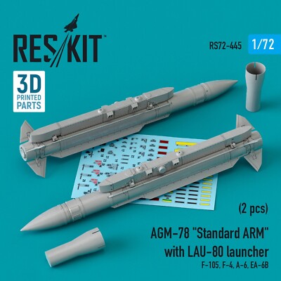 ResKit RS72-0445 Scale kit 1:72 AGM-78 ''Standard ARM'' with LAU-80 Launcher 2pcs