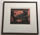 Vintage Abstract Etching By Dylis Bryon “Earthquake“ Signed Artist Proof Framed