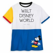 Disney World Authentic Mickey Mouse Color Block Ringer T-Shirt Mens S L XL XXL