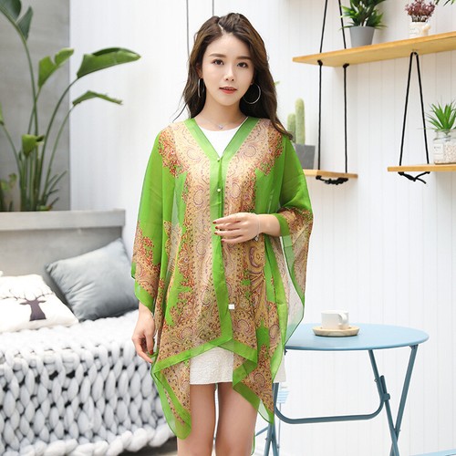 Women Summer Beach Chiffon Blouse Tops Shawl Sun Protection Sunscreen Shirt - Picture 22 of 30