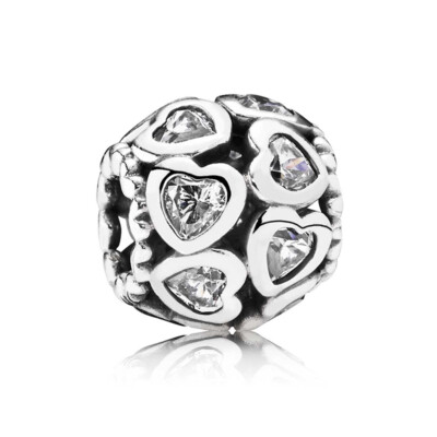 Pandora Openwork Heart Silver Charm With Cubic Zirconia 791250CZ