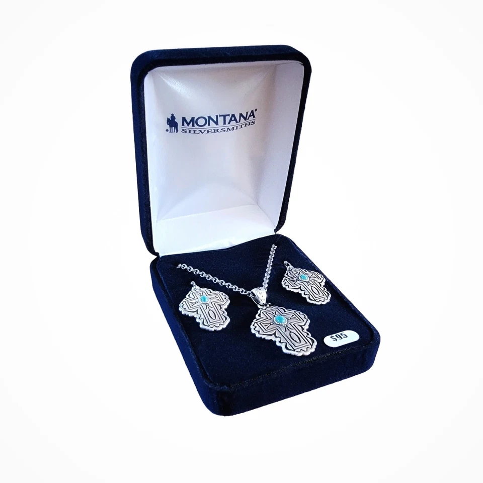 Conjunto de collar cruz catedral occidental Montana Silversmiths - venta al por menor $95 - ¡Nuevo! Foto 2 de 4