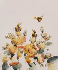 Floral Abstract Watercolor Modernist Canvas PRINT By Artist Jose Trujillo