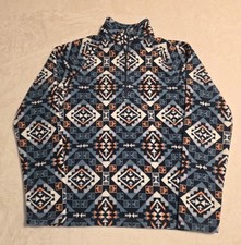 Eddie Bauer Aztec Sweater Women's Small Blue 1/4 Zip Southwest Sweatshirt