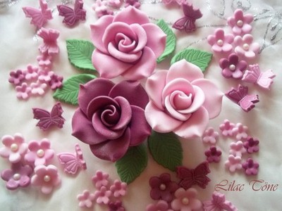 59 Teile Zuckerblumen Zuckerrosen Tortendeko Muffindeko Hochzeit Geburtstag