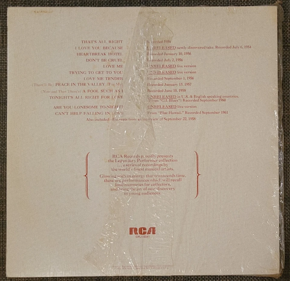 ELVIS PRESLEY A Legendary Performer - Volume 1, (LP, Comp) MINT + FREE SHIPPING - Image 2 of 4