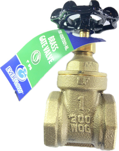 Ever Flow 1" Threaded Both End IPS Gate Valve Lead Free 205T001-NL Brass 200 WOG