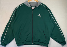 VTG 80s adidas Jacket Mens XL Forest Green 3 Bar Track Top Full Zip Trefoil