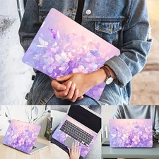 2 Purple Fantasy Flower Scratch-resistant Stickers for 15.35 X 10.6-inch Laptops