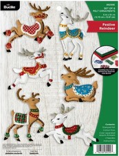 Festive Reindeer Bucilla Felt Christmas Ornament Kit 89299E New Unopened
