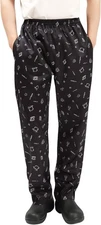 Men's and Women's Baggy Chef Pants Floral Restaurant Work Large, Tableware 