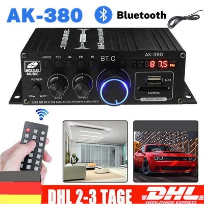 12V Verstärker Stereo Amplifier HIFI Digital Bluetooth FM USB Vollverstärker DHL